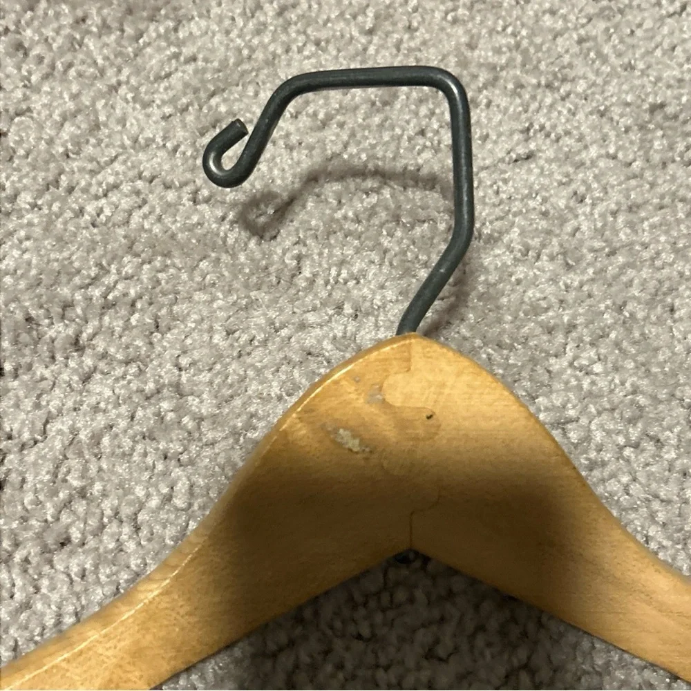 2 Vintage WISHBONE BATTS Wooden Suit Hangers Grand Rapids MI